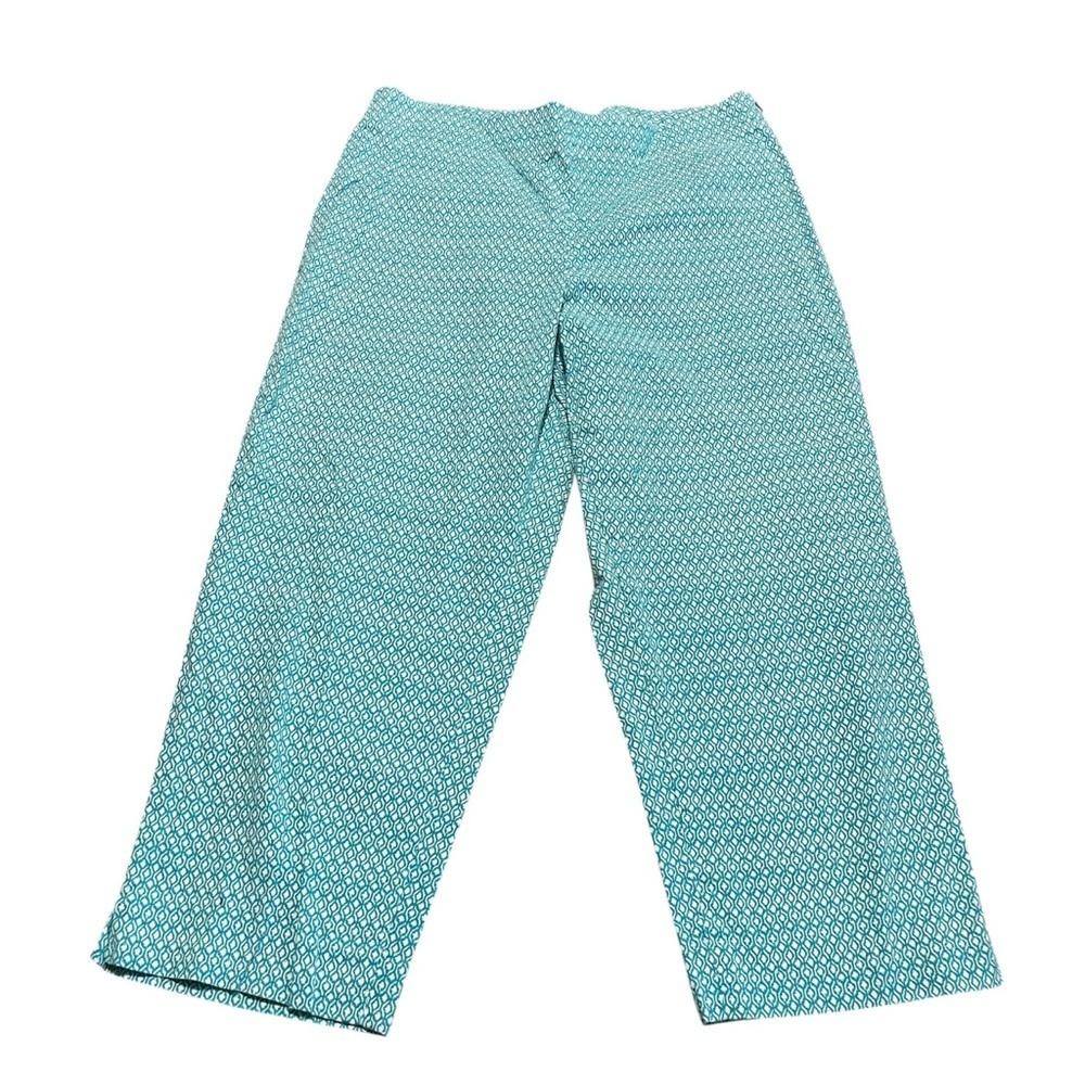 Talbots Teal Geometric Straight-Leg Pants